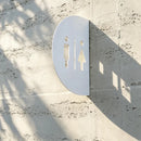 Minimalist Black Restroom Directional Sign | Curved 3D Metal Bathroom Plaque