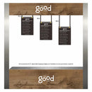 Modifiable wall & ceiling hanging menu board for bistro, restaurant, cafe & party. Custom handwritten price list display. Easy to mount and update.