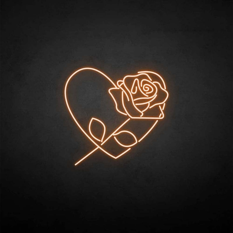 'Rose with heart' neon sign - VINTAGE SIGN