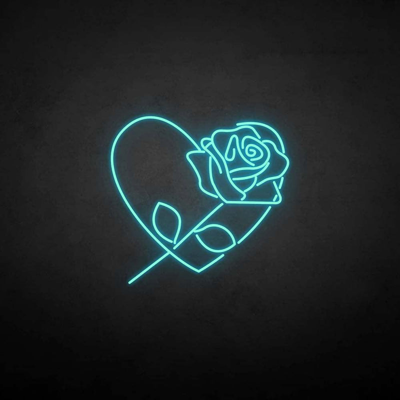 'Rose with heart' neon sign - VINTAGE SIGN